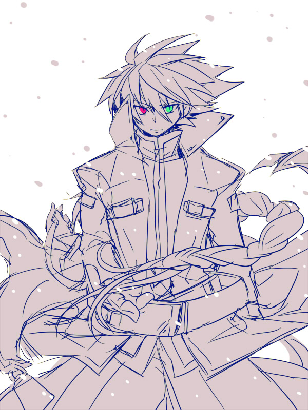 ragna the bloodedge and nu-13 (blazblue) drawn by kuro_yuzu