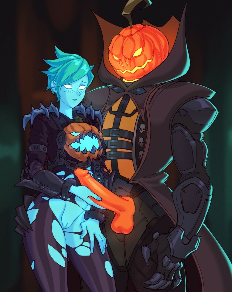 tracer, reaper, pumpkin reaper, and will-o'-wisp tracer (overwatch and 1 more) drawn by suoiresnu