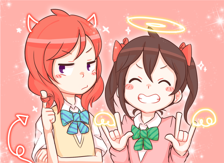 nishikino maki and yazawa nico (love live! and 1 more) drawn by friedbun