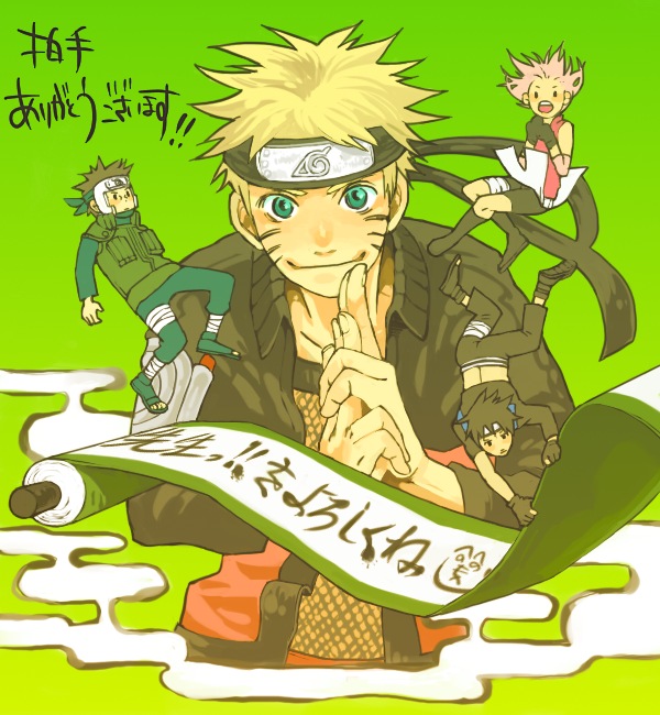 haruno sakura, uzumaki naruto, sai, and yamato (naruto and 1 more) drawn by i_(kaiyou)