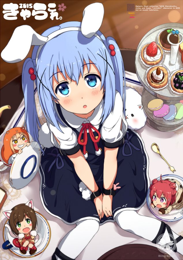 kafuu chino, maekawa miku, tippy, akaza akari, doma umaru, and 1 more (idolmaster and 4 more) drawn by ogipote