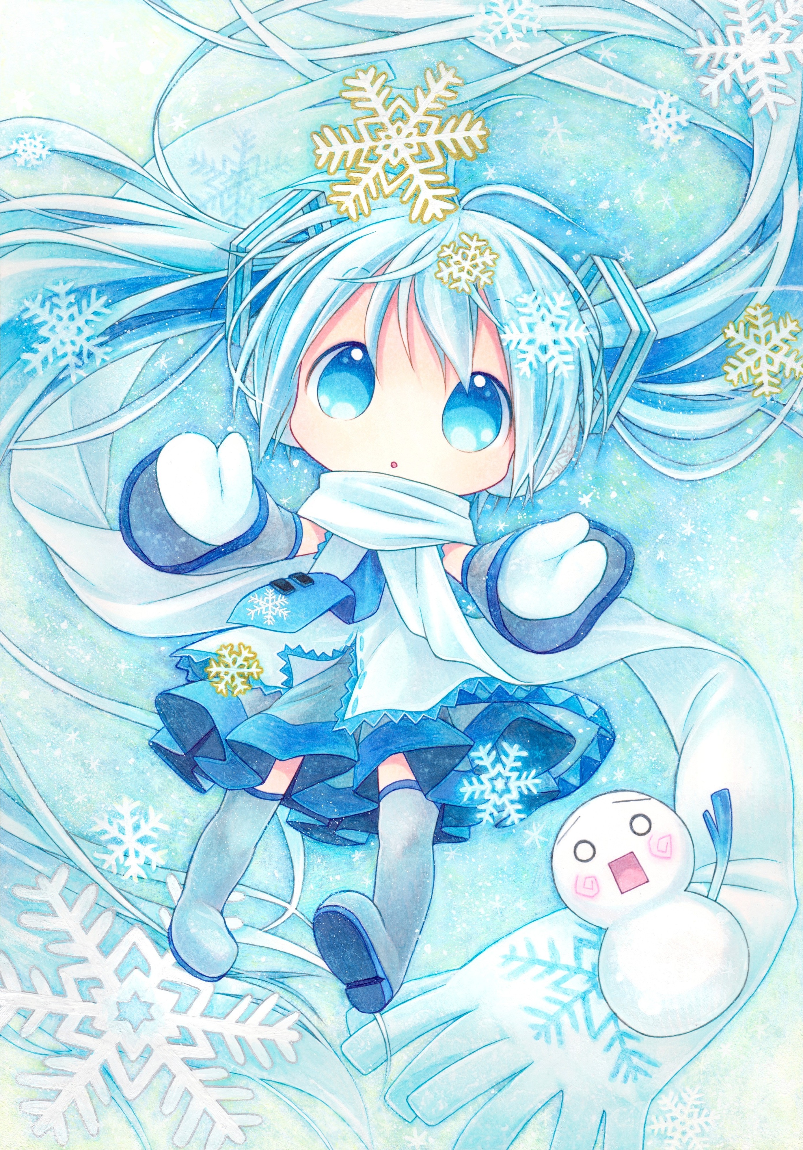 Hatsune Miku Yuki Miku Hachune Miku And Yuki Miku Vocaloid Drawn By Kagami Leo Danbooru