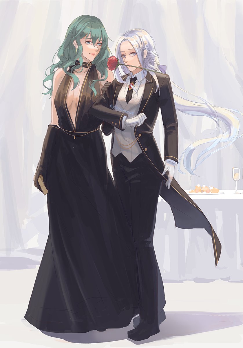 female byleth and edelgard von hresvelg (fire emblem and 1 more) drawn by nyoomcat