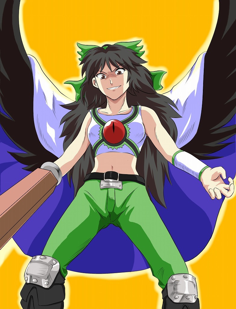 reiuji utsuho and souther (touhou and 1 more) drawn by asuwado