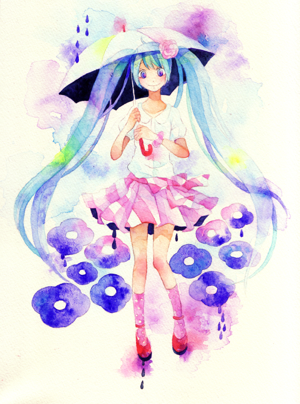 hatsune miku (vocaloid and 1 more) drawn by chieko_(panda37564)