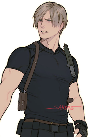 leon s. kennedy (resident evil and 1 more) drawn by sardine_(kjr0313)