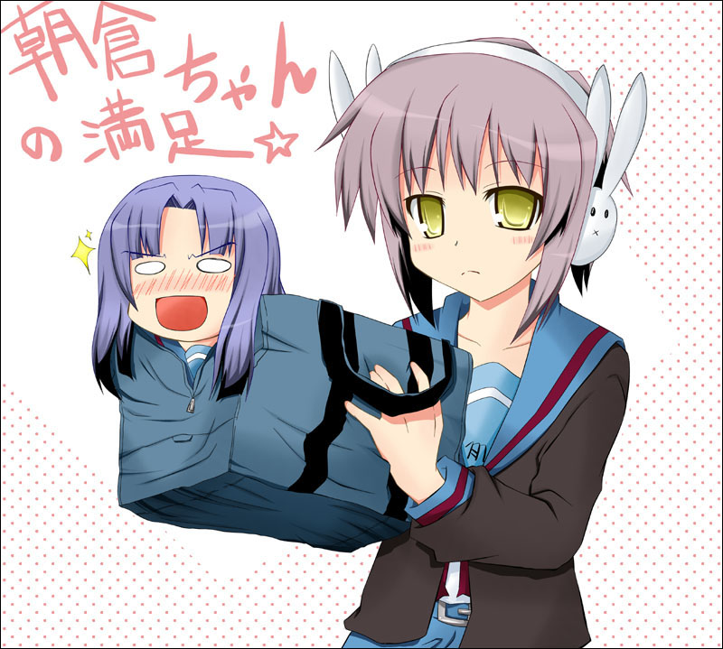 nagato yuki, asakura ryoko, and achakura (suzumiya haruhi no yuuutsu and 1 more) drawn by rioshi
