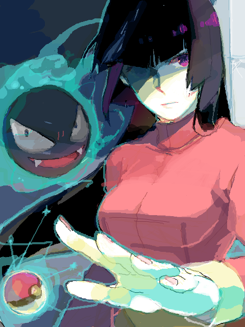 sabrina and gastly (pokemon and 2 more) drawn by kyaman