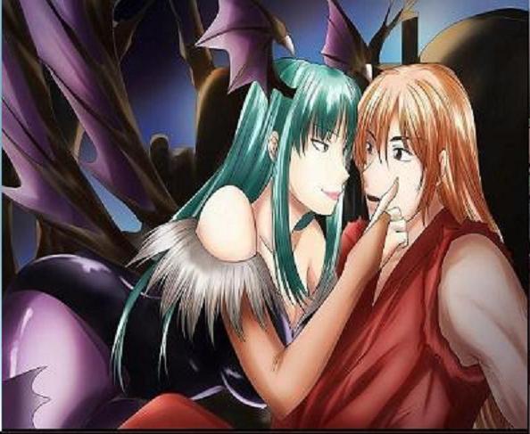 morrigan aensland and ken masters (street fighter and 2 more) drawn by nao_yukiko