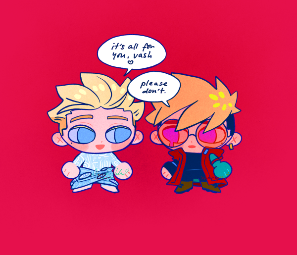 vash the stampede and millions knives (trigun and 1 more) drawn by fiendishlad