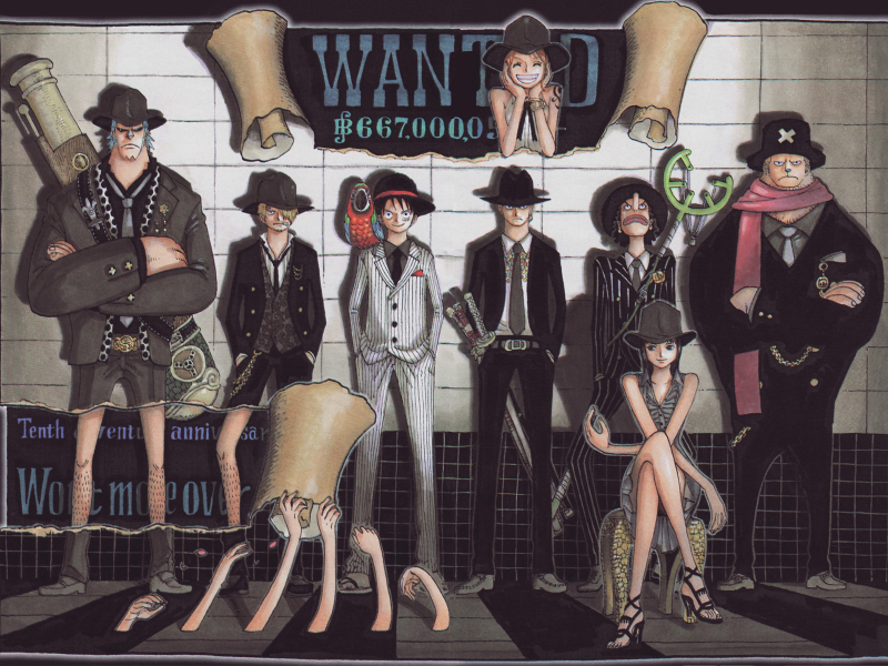 nami, monkey d. luffy, nico robin, roronoa zoro, sanji, and 3 more (one piece and 1 more) drawn by oda_eiichirou