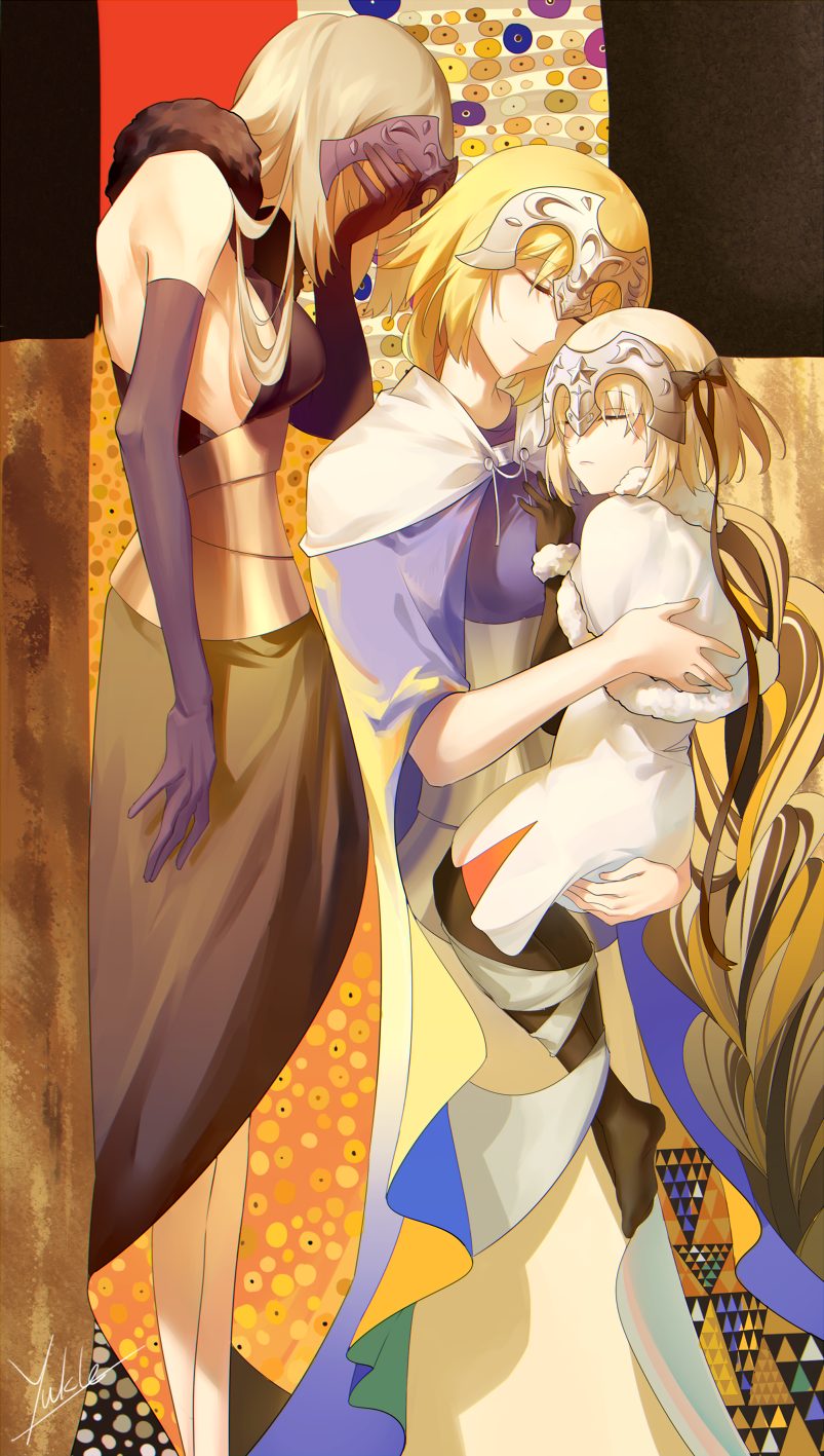 jeanne d'arc, jeanne d'arc alter, and jeanne d'arc alter santa lily (fate and 1 more) drawn by yukle