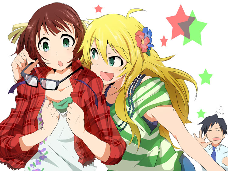 producer, hoshii miki, and amami haruka (idolmaster) drawn by ichinomiya_(ukonnukonn)