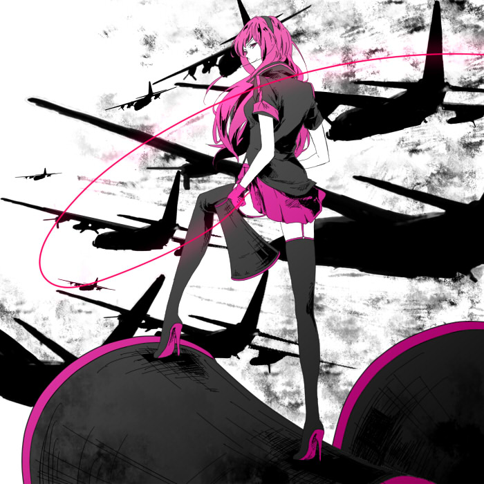 megurine luka (vocaloid and 1 more) drawn by obachin