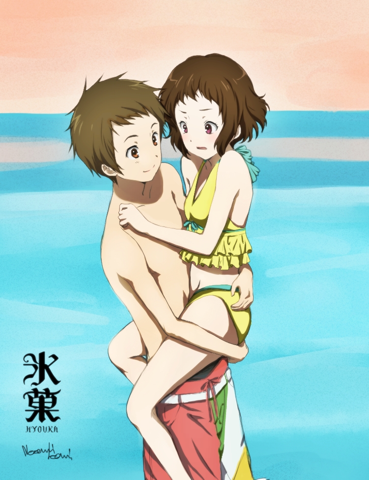 ibara mayaka and fukube satoshi (hyouka) drawn by nezumikami