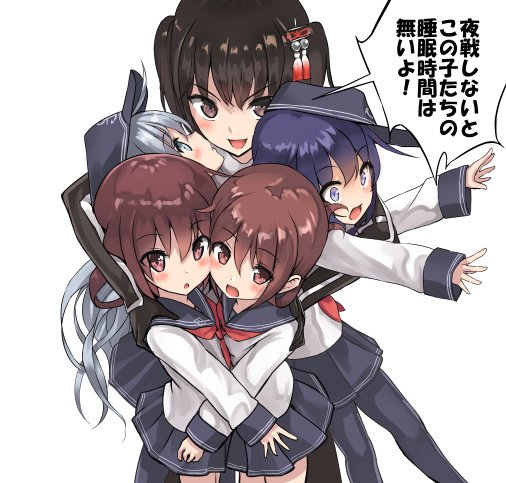hibiki, inazuma, ikazuchi, akatsuki, sendai, and 1 more (kantai collection) drawn by tooi_aoiro