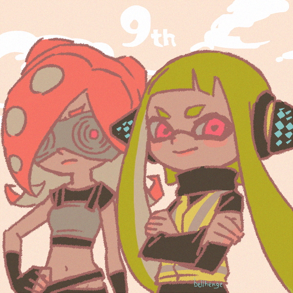 agent 3 and takozonesu (splatoon and 1 more) drawn by bellhenge