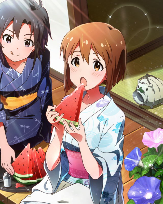 kikuchi makoto and hagiwara yukiho (idolmaster and 1 more)