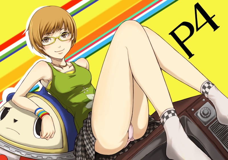 satonaka chie and kuma (persona and 1 more) drawn by ina_(gokihoihoi)