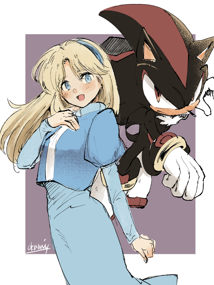 shadow the hedgehog and maria robotnik (sonic) drawn by tondamanuke