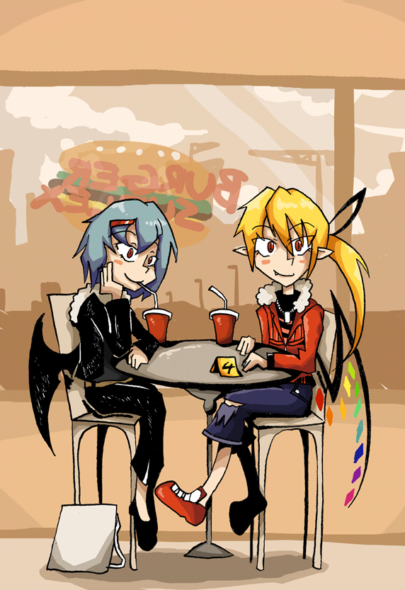 remilia scarlet and flandre scarlet (touhou) drawn by setz
