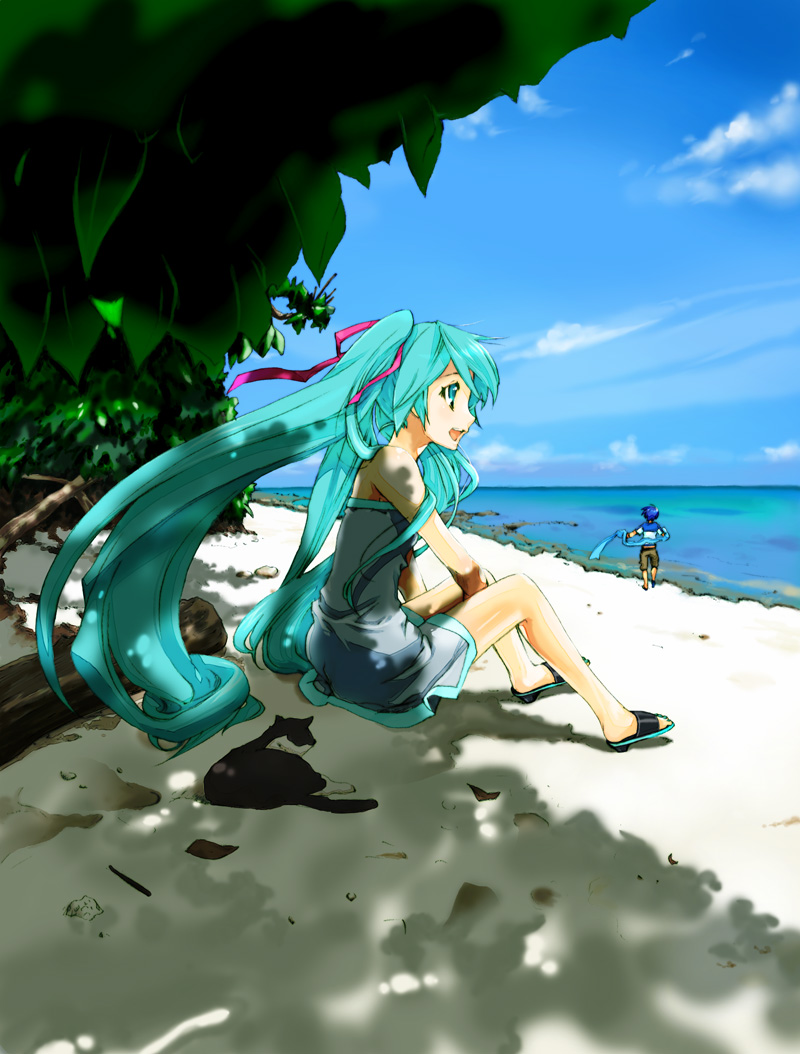hatsune miku and kaito (vocaloid) drawn by kurafuji_sachi