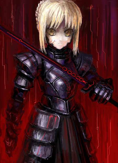 artoria pendragon and saber alter (fate and 2 more) drawn by denki