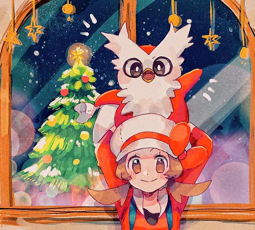 lyra and delibird (pokemon and 1 more) drawn by hanenbo