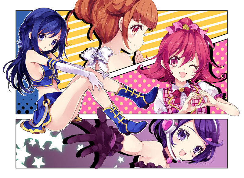hishikawa rikka, aida mana, kenzaki makoto, and yotsuba alice (precure and 1 more) drawn by yukiwo