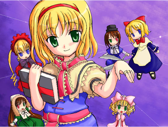alice margatroid, shanghai doll, shinku, suiseiseki, souseiseki, and 1 more (touhou and 1 more) drawn by tilm