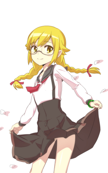 oshino shinobu (monogatari and 1 more) drawn by caryo and nanashino