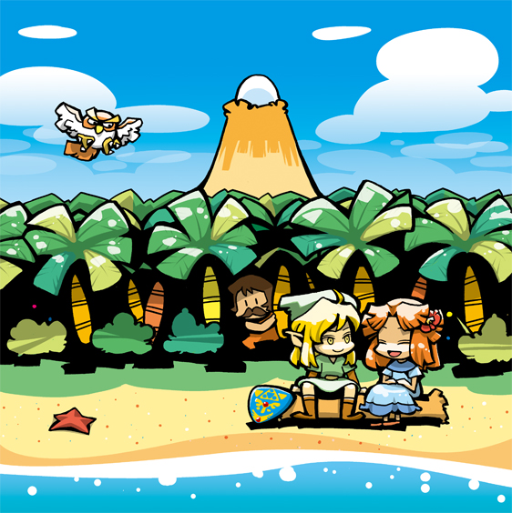 link, marin, tarin, and owl (the legend of zelda and 1 more) drawn by hounori