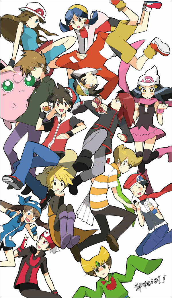 pikachu, dawn, may, red, ethan, and 12 more (pokemon and 1 more) drawn by ameno_(a_meno0)