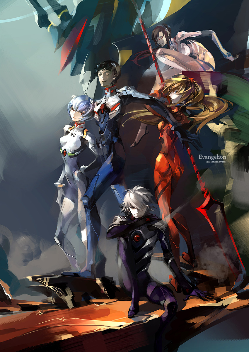 souryuu asuka langley, ayanami rei, ikari shinji, nagisa kaworu, and makinami mari illustrious (neon genesis evangelion and 2 more) drawn by mos