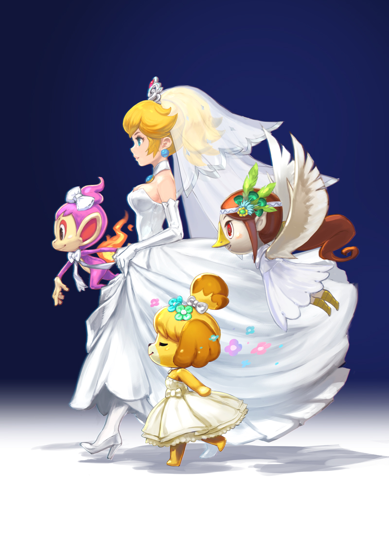princess peach, isabelle, chimchar, and medli (pokemon and 7 more) drawn by muuten