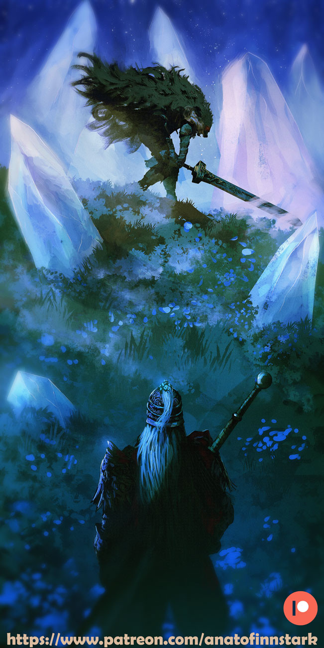 tarnished, blaidd the half-wolf, and bloody wolf (elden ring) drawn by anato_finnstark