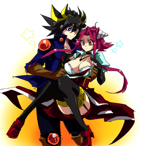 fudo yusei and izayoi aki (yu-gi-oh! and 1 more) drawn by gi_(46rain)