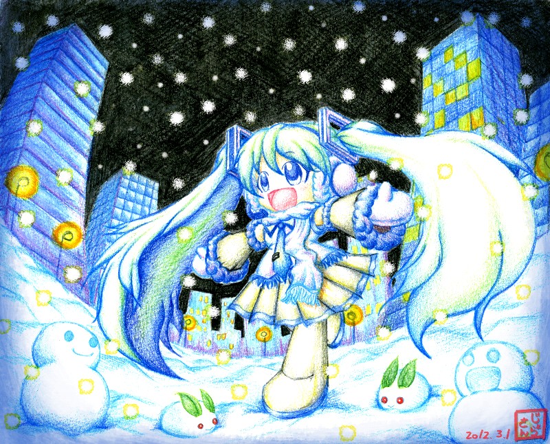 hatsune miku (vocaloid) drawn by jora_(joraemon)