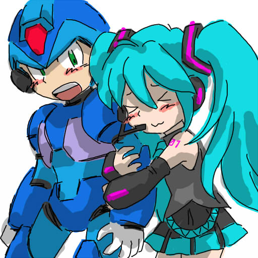 hatsune miku and x (vocaloid and 3 more) drawn by maikeru