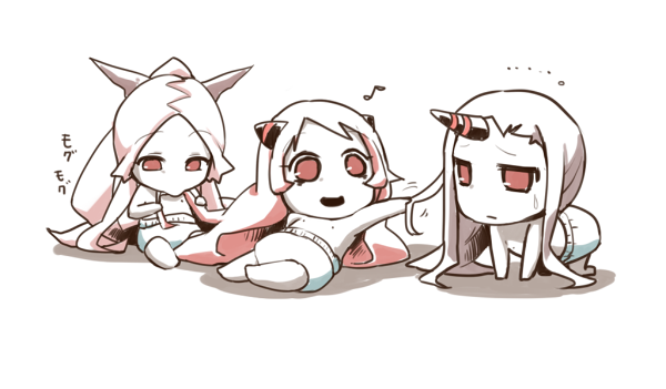 seaport princess, airfield princess, and armored aircraft carrier princess (kantai collection) drawn by eiri_(eirri)
