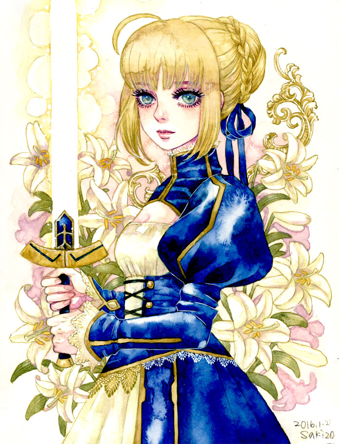 artoria pendragon and saber (fate and 1 more) drawn by sakizou