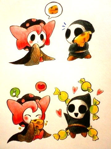 charlotte, shy guy, and anti guy (mahou shoujo madoka magica and 2 more) drawn by kihanos