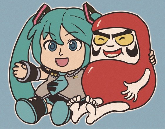 hatsune miku, mikudayo, and daruma-chan (vocaloid and 1 more) drawn by nippori_honsha