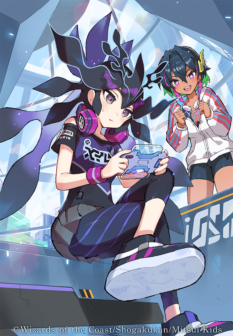 aogiri shinobu and teiozaka mumu (duel masters and 1 more) drawn by saitou_naoki