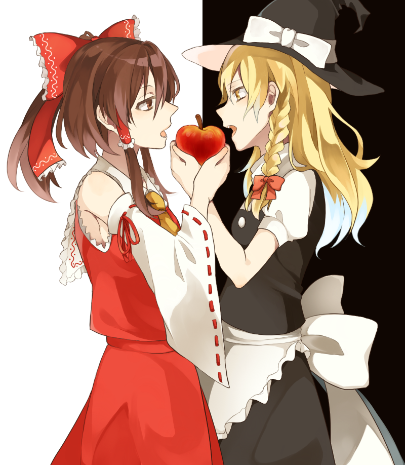 hakurei reimu and kirisame marisa (touhou) drawn by chisumi