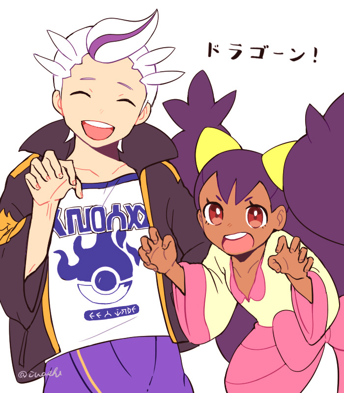 iris and drayton (pokemon and 2 more) drawn by iwashi_(tomahiyo)