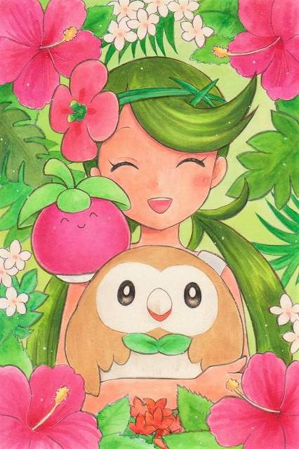 rowlet, mallow, and bounsweet (pokemon and 1 more) drawn by jean_bolly