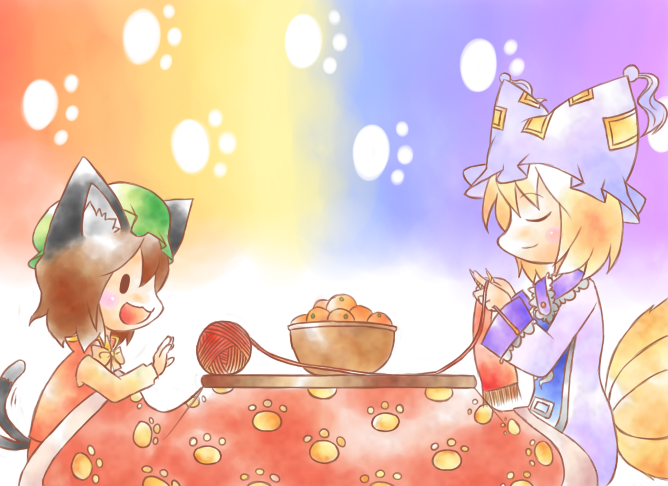 yakumo ran and chen (touhou) drawn by kuzugitsune_(inarikami)