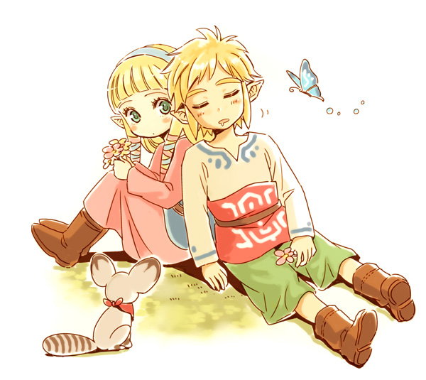 link and princess zelda (the legend of zelda and 1 more) drawn by tak_(karasuki)