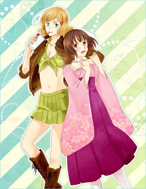 america and japan (axis powers hetalia) drawn by domeji